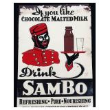 Antique "Drink Sambo" Metal Sign,