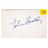 Helen Reddy, singer, autograph on 3x5 card