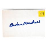 Barbara Mandell, singer, autograph on 3x5 card