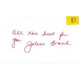 Jolene Brand, actress, autograph on 3x5 card