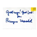 Burgess Meridith, actor, autograph on 3x5 card
