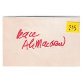 Ali McGraw, actress, autograph on 3x5 card