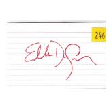 Ellen De Generes, host, autograph on 3x5 card