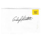 Andy Robustelli, Football HOF, autograph on 3x5