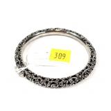 Sterling silver open work design bangle bracelet,