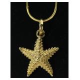 18K Yellow gold starfish pendant with 18K