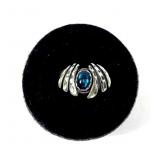 Sterling silver bezel set blue paua ring, size 6