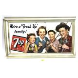 Vintage 7UP cardboard display, 13 1/2" H x 23" L