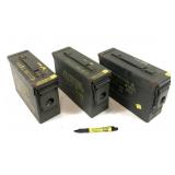 Lot, 3 metal ammo cans