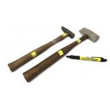 Lot, vintage auto body tools, 2 hammers