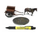 Lot, vintage horse and cart (cart marked