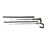 Lot, 2 cane/swords, 1-decorative