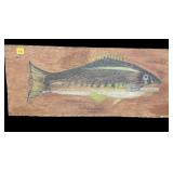Wooden fish painting, 8 1/2" x 20" L