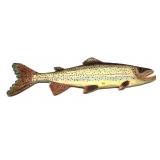 Painted wooden rainbow trout, 28" L