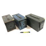Lot, 3 metal ammo cans