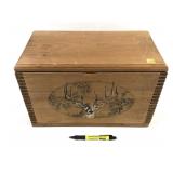 Wooden lift-top box, 16" x 9" x 10"