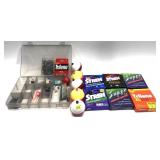 Lot, fishing line, bobbers, and hooks