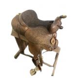 Western style leather saddle with decortvie