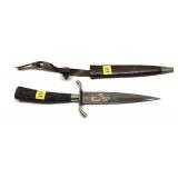 German dagger with stag handle and sheath, 11"