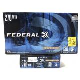 x2- Boxes of .270 WIN 130-grain JSP Federal