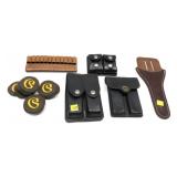 Lot, 3-leather magazine holders, leather