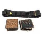 Lot, 2 embossed leather belt bags/holsters and