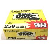 250 Rounds 9mm Luger 115-grain MC