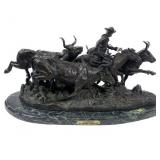 Large bronze "Stampede" by Frederick Remington on