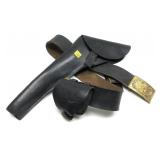 Leather cartridge belt with holster, belt