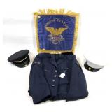 Lot, Post-WWII Air Force tunic, 2 military Visor