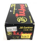 Box of .30 Carbine 110-grain FMJ TulAmmo