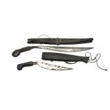 Lot, handmade knives with wooden sheaths