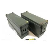 Lot, 2 metal ammo cans, approx 18" L x 10" H