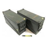 Lot, 2 metal ammo cans, approx 18" L x 10" H
