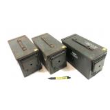 Lot, 3 metal ammo cans