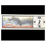 Genesee Beer light up fishing clock, 30" x 10",