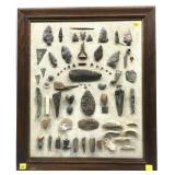Lot, assorted arrowheads, stones and bone on