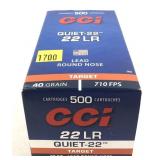 Brick of 500 CCI .22 LR Quiet-22 cartridges,