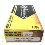 Box of .308 WIN 168-grain ELD-M Black Hills