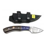 Custom Damascus steel knife with embossed