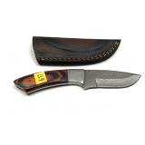 Custom Damascus steel knife with embossed