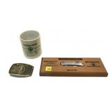 Lot, Browning 25th Anniversary knife, belt