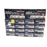 x18- Boxes of .380 Auto 95-grain FMJ Fiocchi