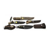 Lot, 3 assorted stag handle hunting knives, BSA