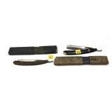 Lot, 2 vintage straight razors with boxes