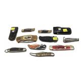 Lot, 9 assorted folding knives includes Frost