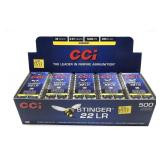x10- Boxes of .22 LR HP CCI Stinger cartridges,