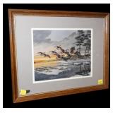 R.G. Service framed and matted goose print,