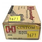 Box of .45 Auto +P 230-grain XTP Hornady