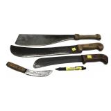 Lot, assorted machetes and machete-style knives,